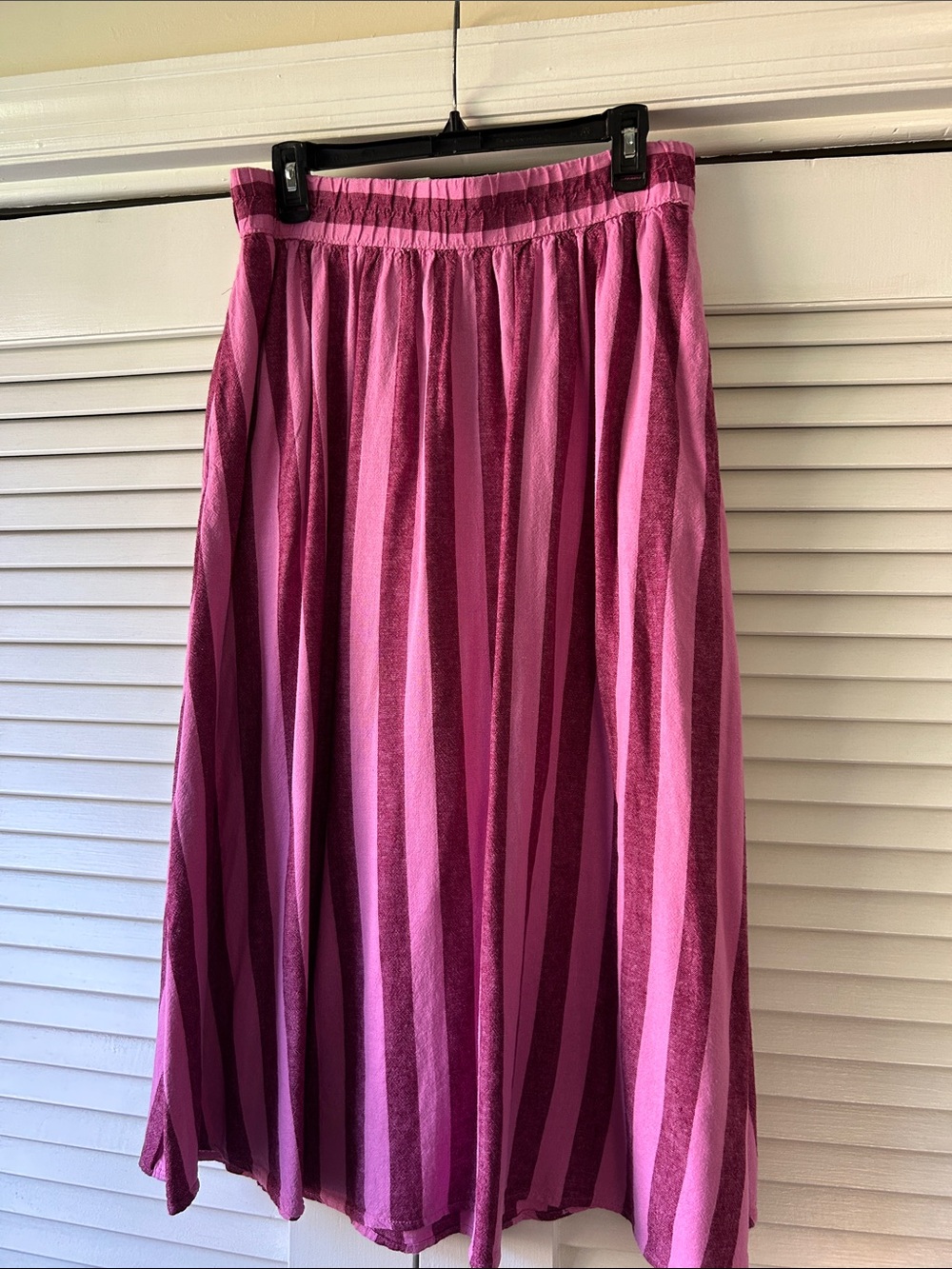 a new day Pink Striped Midi Skirt